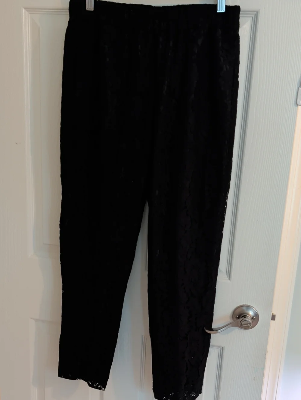 J. Crew Easy Pull On Black Lace Ankle Pants